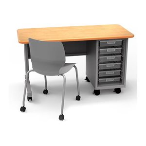 d single pedestal right desk 6 / open